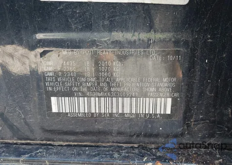 2012 Subaru Legacy 2.5I Limited z USA, uszkodzony, nr VIN 4S3BMBK63C3009241